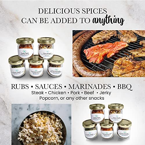 C&J Farms Texas Gourmet Artisan Seasonings Gift of Seasonings Gift Set- 10 Pc. Variety Sampler Box- Natural Herbs, Spices, and Salts for Kitchen Rack