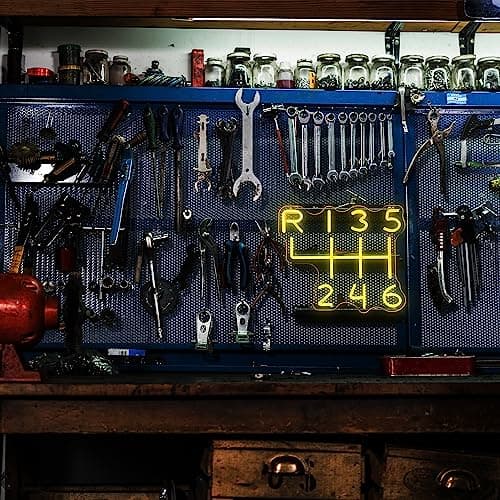 Car Gearbox Neon Sign, Neon Manual Gearbox Design Gifts for Dad, LED Garage Lamp Neon Lights for Wall Decor, Man Cave Garage Decor, USB Neon Sign for Auto Room Garage Repair Shop Gifts for Husband B0C9DNGD8P