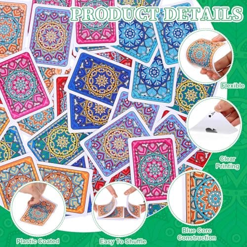 Zubebe 24 Pack Decks of Nertz Card Game Bulk Standard Playing Cards Mandalas Theme Playing Card Multiplayer Solitaire Cards Compatible with Poker, Blackjack, Rummy, Go Fish, Bridge (6 Colors)