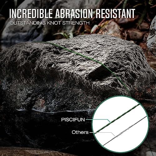 Piscifun Onyx Braided Fishing Line, Superline Abrasion Resistant Braided Lines, Zero Stretch Super Strong, Low Memory, Fast Water Cutting PE Fishing Lines, 6lb-150lb