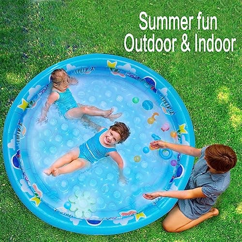 3 Rings Kiddie Pool for Toddler, 48”X12”,Kids Swimming Pool, Inflatable Baby Ball Pit Pool, Small Infant Pool (Blue)