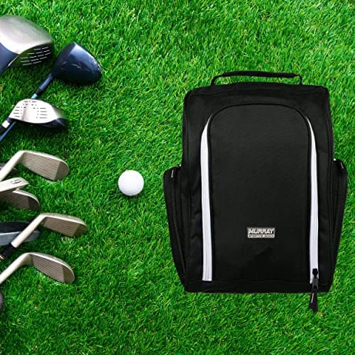 Murray Sporting Goods Golf Shoe Bag for Men and Women - Black Golf Shoe Travel Bag with Side Pockets for Golf Balls, Tees and Other Accessories