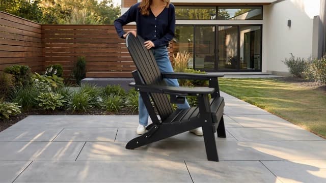 FUNBERRY Folding Adirondack Chair Set of 4, All Weather HDPE Fire Pit Chairs with Cup Holder for Outdoor
