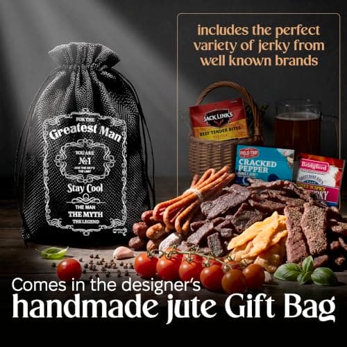 Beef Jerky Gift Baskets For Men - Meat And Cheese Gift Baskets, Birthday Gifts For Men Who Have Everything With Beef Jerky Variety Pack - Gifts For Dad & Care Package