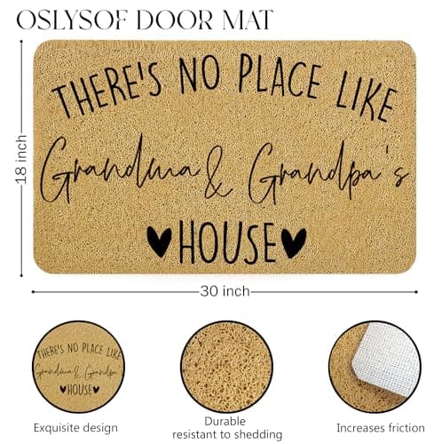 Grandma Grandpa Gifts Door Mat, Grandma and Grandpa's House Funny Doormat for Front Door Indoor Outdoor Porch Entrance Entryway, Gifts for Grandparents Welcome Mat Outside, 17x30 Inches