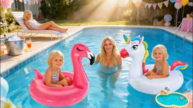 2 Pack Pool Floats for Kids Unicorn Flamingo Swim Ring Kids Pool Floaties Inflatable Swimming Pool Raft Party Water Toys for Age 2-5 Year Toddlers Girls Boys Summer Beach Float