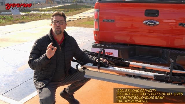 Young Hitch Mount Bike Rack with Ramp, 200 lbs. Capacity for 2 E-Bikes, Fat Tire and Standard, fits Cars, SUVs, RVs, Trailers with 2 Inch Receiver