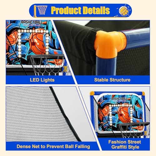Kids Arcade Basketball Hoop Indoor Outdoor Single Shot Basketball Game for Toddler,Carnival Games Sport Gifts for Boys Girls Ages 3-8 Years Old,Ideal for Competition