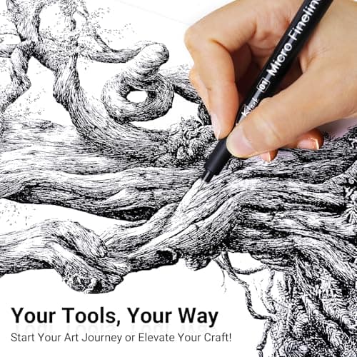 KERIFI Micro Fineliner Drawing Pens for Artists, 16 Black Fine Liner Markers, Waterproof Archival Ink Multiliner Pens, Technical Mandala Zentangle Book Accessories, Art Supplies Stuff Gifts for Adults