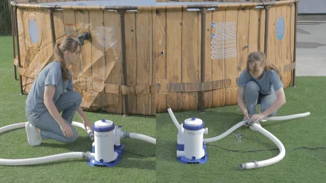 Bestway 2,500 GPH Filter Pump for Above Ground Swimming Pool with Type IV-B Cartridge, Adapter Accessories and Timer