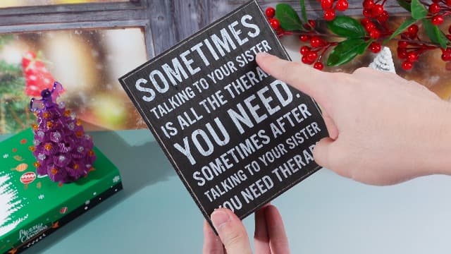 Jetec Funny Sister Gifts Sometimes Talking to Your Sister Is All the Therapy You Need Wood Sign 5.9 x 5.1 Inch Funny Plaques with Sayings Decorative for Christmas Home Decor