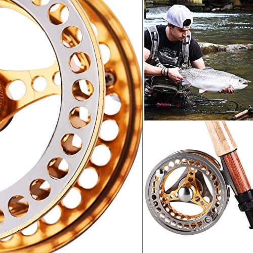 Sougayilang Fly Fishing Reel Large Arbor 2+1 BB with CNC-machined Aluminum Alloy Body and Spool in Fly Reel