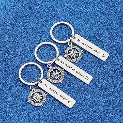 WUSUANED No Matter What Where When Compass Best Friend Keychain Set Long Distance Friendship Gift For Sister Best Friends