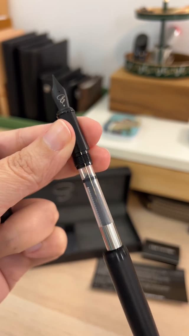 Ellington Pens Luxury Fountain Pen Set - Fountain Pen For Writing - Smooth Medium Nib - Includes Refillable Ink Converter, 3 Ink Cartridges, Gift Box - Calligraphy, Journaling, Sketching (The Stealth)