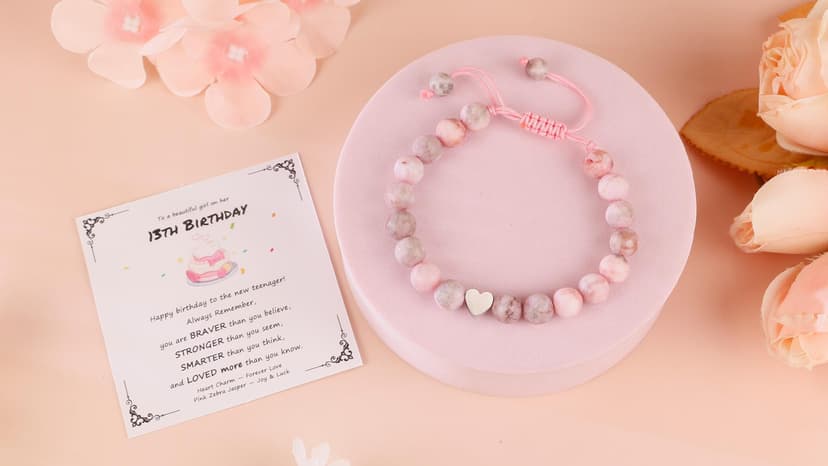 Sereney Birthday Gifts for Girls, Beaded Bracelets as 1 3 4 5 6 7 8 9 10 11 12 13 15 16 Year Old Birthday Gift, Adjustable Stone/Pearl Bracelet as Happy Birthday Gifts for Daughter Granddaughter Niece
