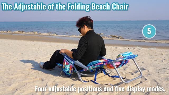 5-Position Backpack Beach Chair for Adults with Lumbar, Foldable Tall Heavy-Duty Beach Chairs with Cooler Bag,Cup Holder,Towel Rack for Beach, Camping, Outdoor (1, Rainbow)