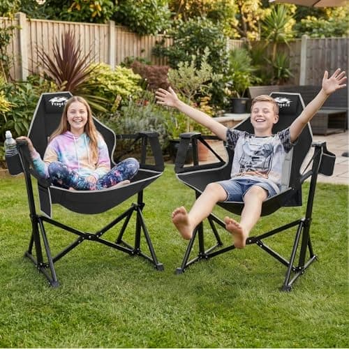 Fragess Portable Hammock Camping Chair with Adjustable Back, Folding Hammock Chair Supports 330lbs, Camping Swing Chair for Adults, Camping Hammock Chair for Lawn, Concerts, Backyard, Stargazer