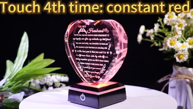YWHL Gifts for Husband from Wife with Colorful LED Base Anniversary Birthday Gifts for Husband to My Husband Crystal Heart keepsake I Love You Gifts for Him on Valentine Christmas Fathers Day B0D86M2CG9