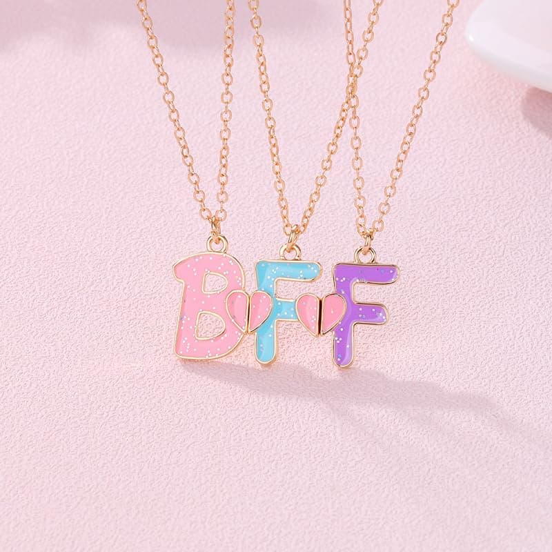 Ancnoz Mathcing BFF Best Friend Necklaces for 3 Girls Friendship Necklaces for Three Best Friends Anniversary Birthday Christmas Gifts for Bestie Best Friend Forever Gift