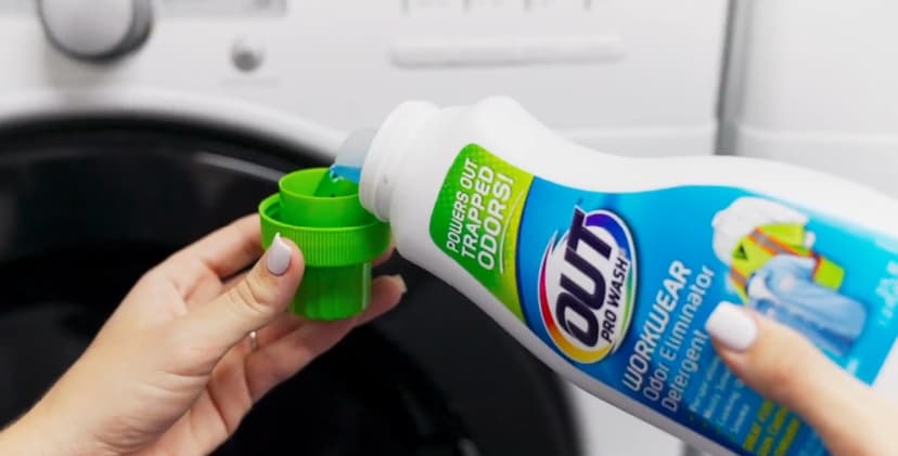 OUT ProWash Workwear Stain Remover Laundry Detergent and Odor Eliminator, Great for Work Clothes, Uniforms, Active Wear, and More, Made in the USA, 22 Ounce Bottle