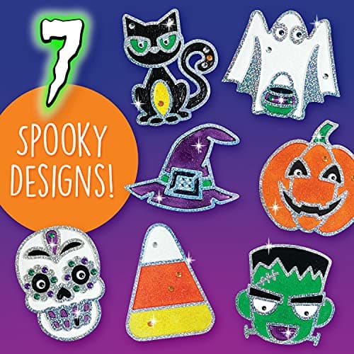 Creativity for Kids Halloween Window Art Kit | Create 7 Spooky Suncatchers with Paint, Rhinestones & Wiggly Eyes | DIY Craft Kit for Kids | Fun for Parties, Gifts & Seasonal Décor (Ages 6+)