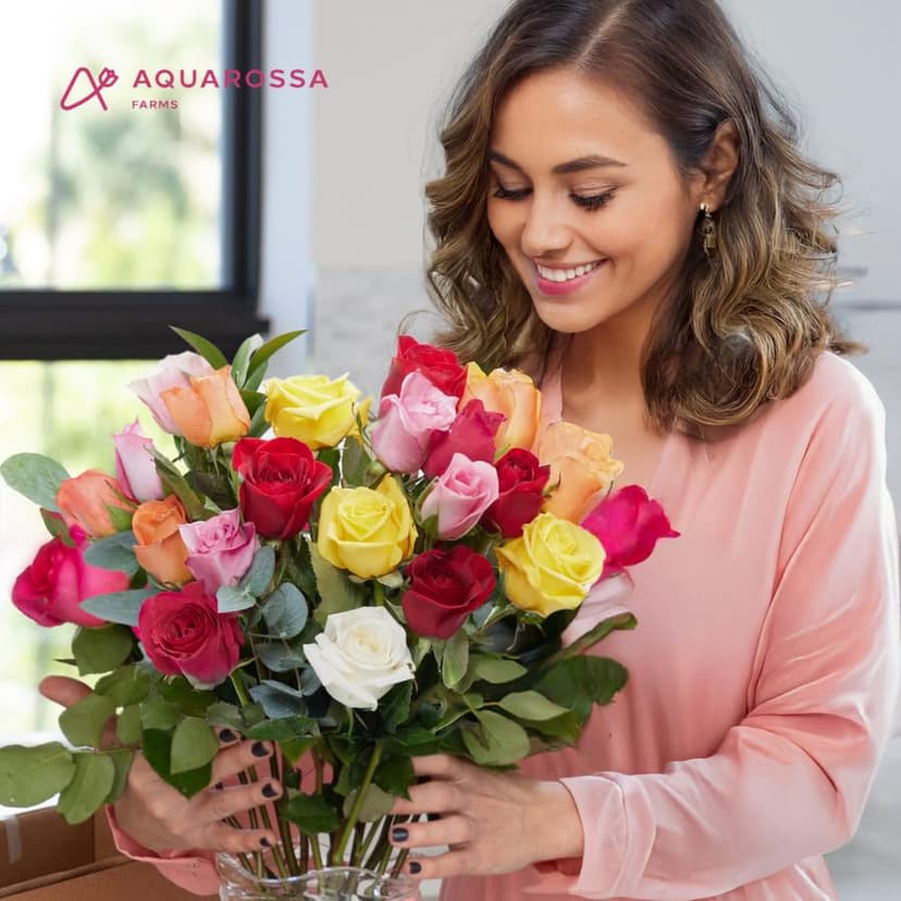 Aquarossa Farms – Flowers for Delivery, Fresh Flowers Bouquet, Handpicked from the Farm, Gift for Birthday, Anniversary, or Just Because – 24 Fresh Roses