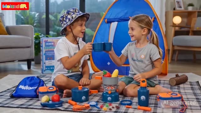 Pop-up tent, campfire, lantern, binoculars and camping gear for realistic pretend adventures indoors or outdoors Meland Camping Play Set for Child 3-6, Pretend Adventure Toy Gift B094XXBT8Z