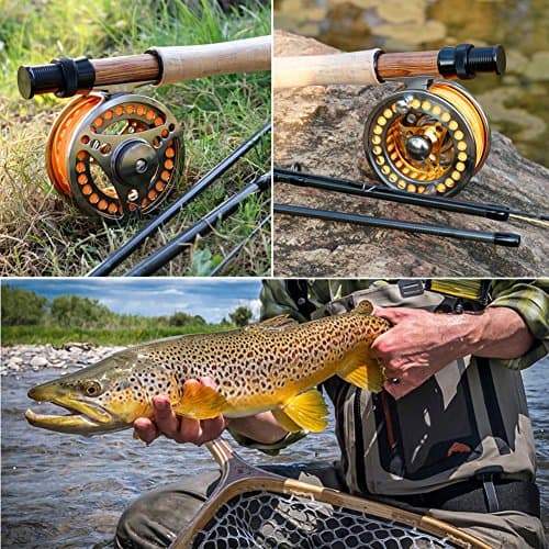 Sougayilang Fly Fishing Reel Large Arbor 2+1 BB with CNC-machined Aluminum Alloy Body and Spool in Fly Reel