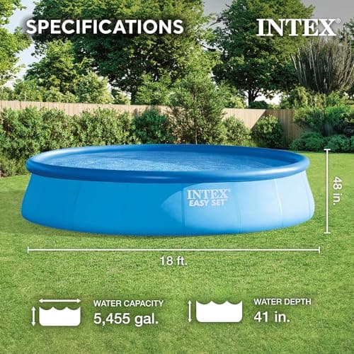 Intex Easy Set 18 Foot by 48 Inch Round Inflatable Above Ground Swimming Pool with Filter Pump, Ladder, Pool Cover, and 6 Pack Filter Cartridges, Blue