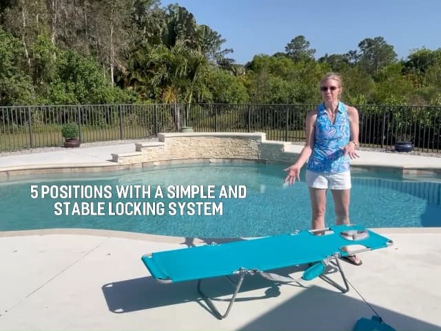 #WEJOY Folding Tanning Chair with Face Hole, 5 Positions Face Down Beach Lounge Chairs with Pillow for Outside Sunbathing Poolside (Blue/White)