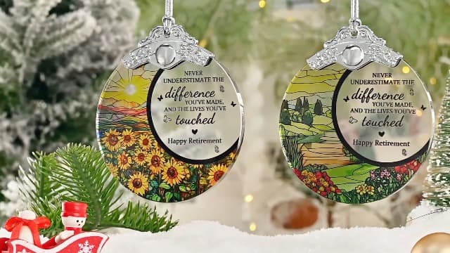 Retirement Gifts - Retirement Gift for Women, Men - Retired Ornament - Retired Gifts for Coworker, Boss, Employee, Teacher, Nurse, Friends, Women, Men - Stained Glass Christmas Ornament - Design A