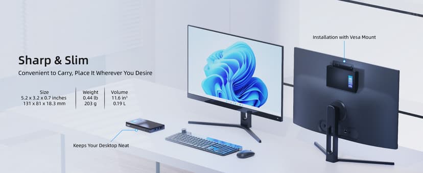 MeLE Quieter4C N150 Fanless Mini PC with Win-11-Pro,16GB RAM LPDDR5 512GB SSD Micro Desktop Computer,Dual HDMI,Support 4K Triple Display USB3.2x3,USB-C,WiFi BT5.1,Small Portable PC Industrial Business