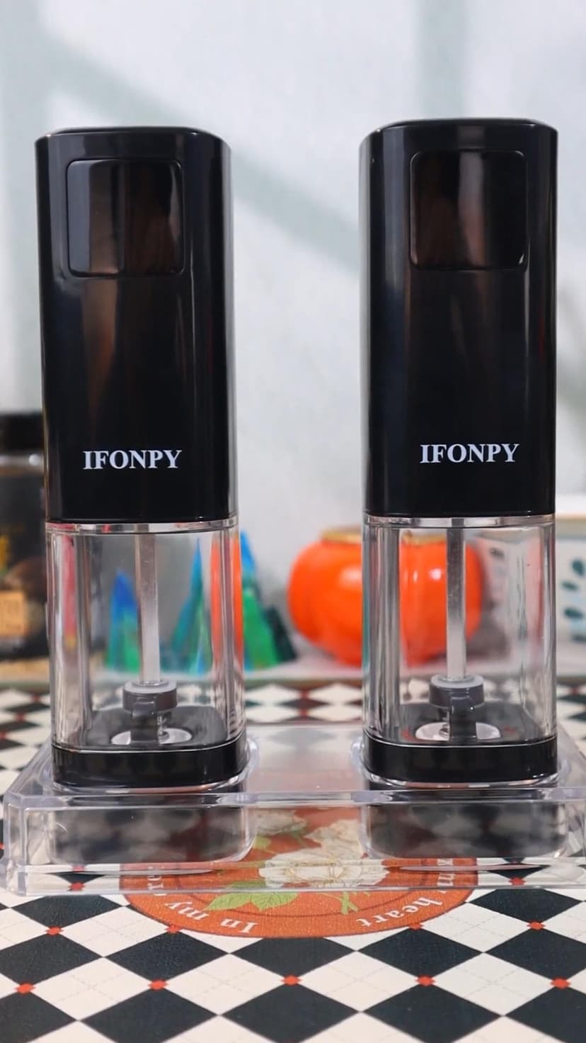 LED Display & Light, Ceramic Core, Adjustable Grind, 3.5 oz x2, Kitchen Gadget for Cooking, BBQ, Home Gifts for Women Men Electric Salt and Pepper Grinder Set,Automatic Pepper Mill Shakers,2 Pack B0FCF875FT