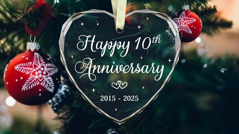 BSQUIELE Christmas Ornament for 10th Anniversary - Happy 10th Anniversary Ornament 2025-10th Wedding Ornament - 10 Year of Marriage Gifts for Couple - Birthday Gift for Husband, Wife