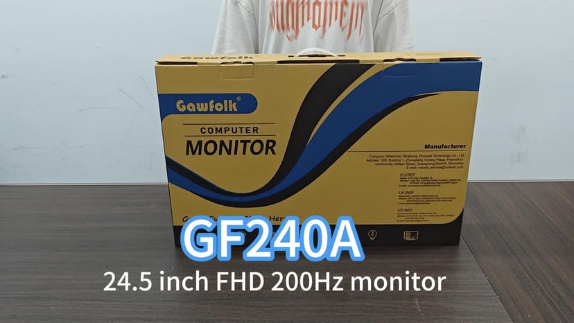 Gawfolk 24.5 Inch PC 200Hz Gaming Monitor, FHD 1080p screen, Built-in speakers,1ms without Bezel, freesync, 99% sRGB, 178 ° Angle View, HDMI、DisplayPort, Compatible with wall mounting 75*75MM - Black