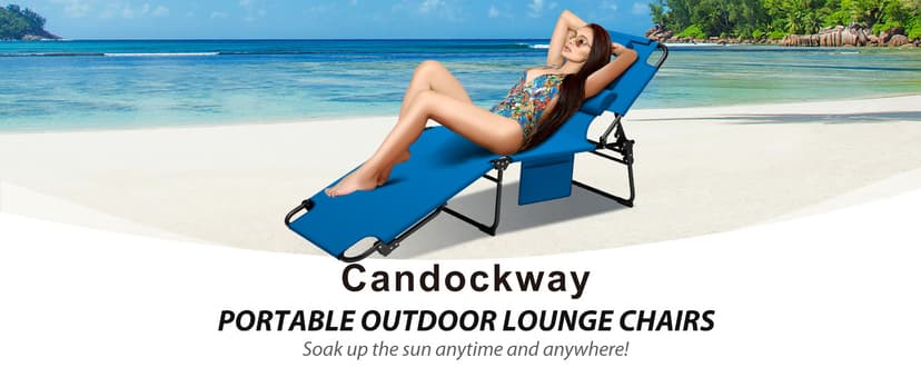 400lbs Tanning Chair, 5-Fold Beach Lounge Chair with Face Hole & 2 Side Pockets, Non-Slip Foot & Portable Handle, Beach Chaise Lounge for Patio/Pool/Lawn(1, Pink)