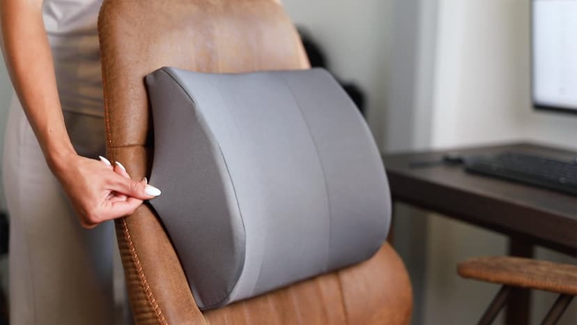 DMI Lumbar Support Pillow for Chair to Assist with Back Support with Removable Washable Cover and Firm Insert to Ease Lower Back Pain while Improving Posture, 14 x 13 x 5, Contoured Foam, Elite, Gray