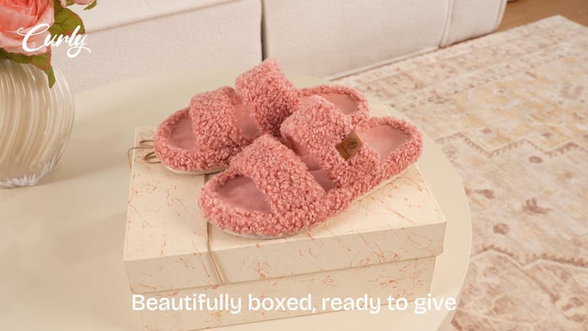 Machine-washable, Gifts, Memory Foam, Anti-slip Sole, Lightweight, Indoor and Outdoor, Cozy EverFoams Womens Fuzzy Open-toe Slippers Memory Foam Indoor House Shoes B0CLGNYKFR