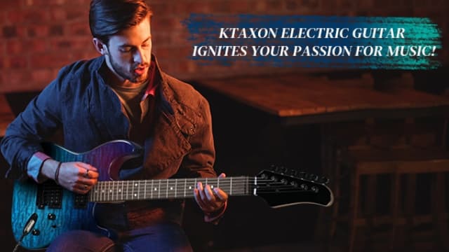 Ktaxon 39 Inch Electric Guitar, Full Size Solid Body H-H Pickups 6 Strings Beginner Guitar Kit With Gig Bag, Strap, Tremolo Arm, Cable & Picks (Black Back)