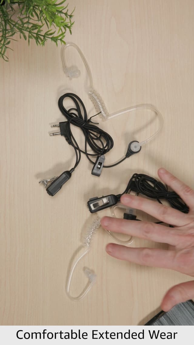 Midland AVPH3 Transparent Security Headsets with PTT/VOX – Wrap Around Design – Lasting Comfort Pair, Black