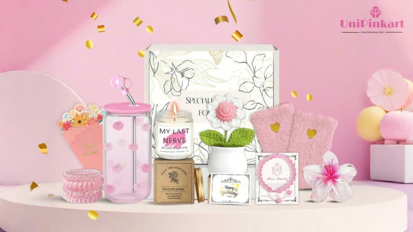 Birthday Gifts for Women, Teen Girls, Her, Unique Happy Birthday Gift Baskets for Best Friend Sister Daughter, Women Christmas Gifts Box for Girl Wife Girlfriends,14pcs Rose Gift Set(Pink)