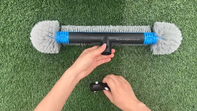 20'' 2 in 1 Pool Brush Head Cobweb Duster Heavy Duty Pool Cleaning Detachable Round Brush with EZ Clip & Wavy Nylon Bristles for Inground Pool & Above-Ground Pool (Without Pole)
