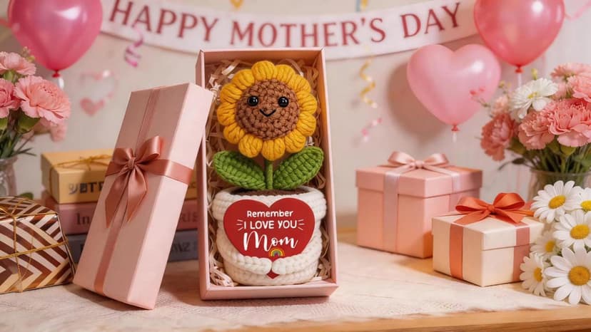 Best Moms Gift from Daughter Son to Mother in Law Mama Grandma Christmas stocking stuffers Remember I Love You Mom Gifts for Birthday Mother’s Day Crochet Sunflower B0GHY7ZSJN