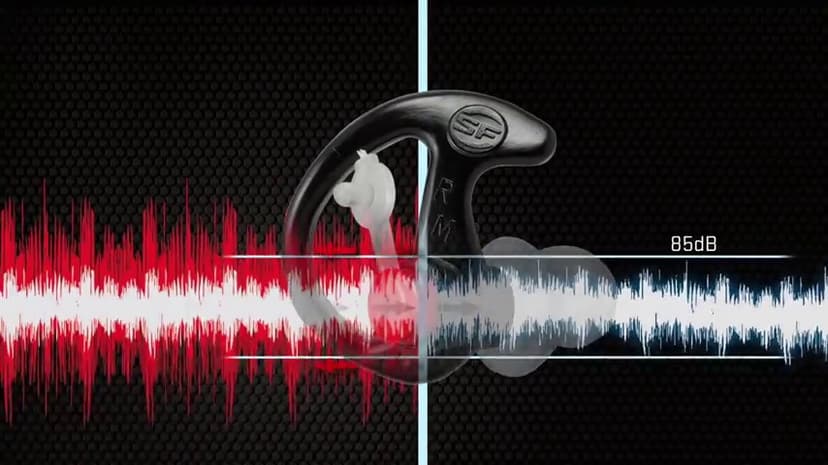 SureFire EP4 Sonic Defenders Plus filtered Earplugs, triple flanged design, reusable, Black, Medium