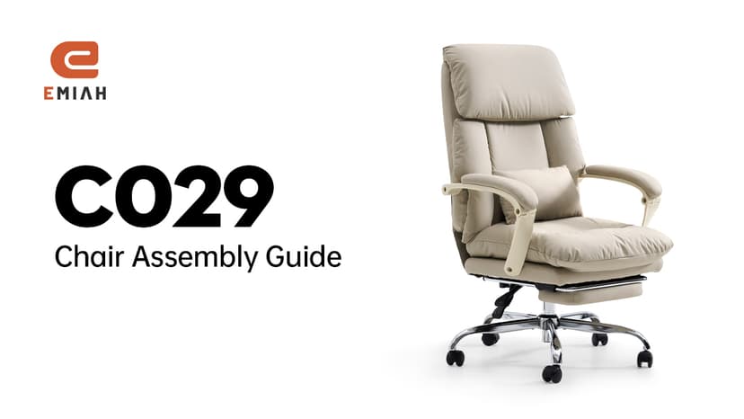 EMIAH Office Chair with Foot Rest, Ergonomic Executive Office Chair with Arms, Reclining High Back PU Leather Comfy Swivel Computer Desk Chairs with Wheels and Lumbar Support for Home Office, Beige