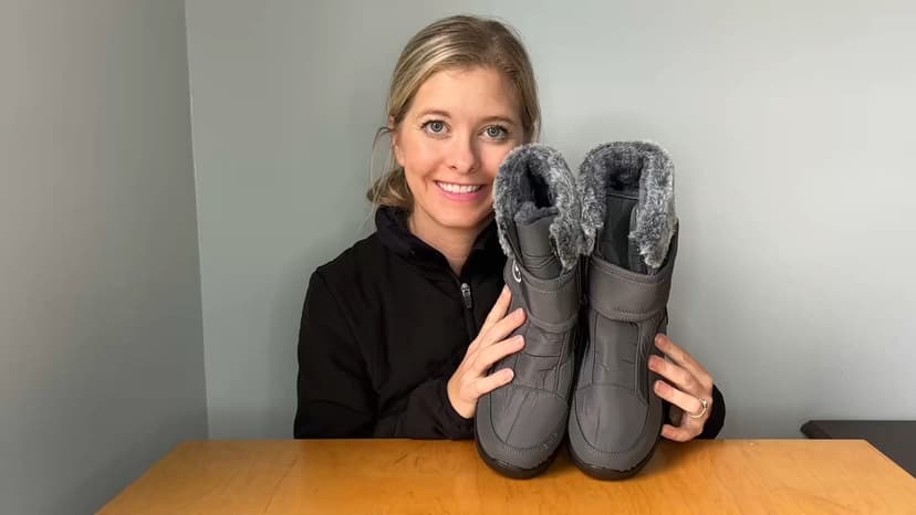 Almusen Snow Boots for Womens Winter Shoes: Warm Fur Lining Mid Calf Boots Women Anti Slip Waterproof Hook Loop Comfortable Outdoor Boot