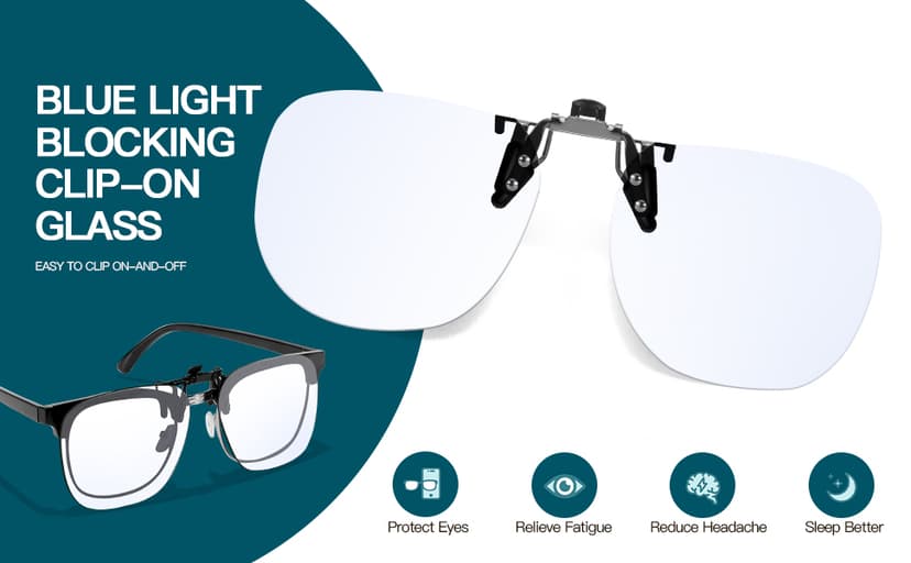 VIEWBETTER Clip On Blue Light Blocking Glasses for Eyes Strain & Light-Sensitive Flip Up Frameless Yellow Lenses BL103Y