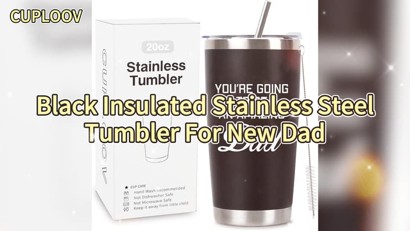 New Dad Gifts For Expecting Dad to be Father’s Day First Time Gifts 20oz Black Insulated Stainless Steel Tumbler Cup Birthday Baby Shower Gender Reveals Presents Christmas Gift Ideas
