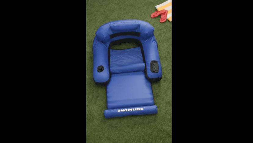 SWIMLINE ORIGINAL Fabric Covered Pool Float Mattress Ultimate Lounger Raft For Adults & Kids | Back, Leg, & Arm Rests, Cup Holder, & Quick-Dry Cover For Adult Or Kid Floating & Lounging 9047