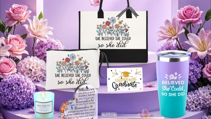 She Believed She Could So She Did Gift for Girl Canvas Tote Bag Tumbler High School Inspirational Class of 2026 Gifts Graduation Gift for Her College Master phd Congratulations Gifts for Women B0DSFV9L61